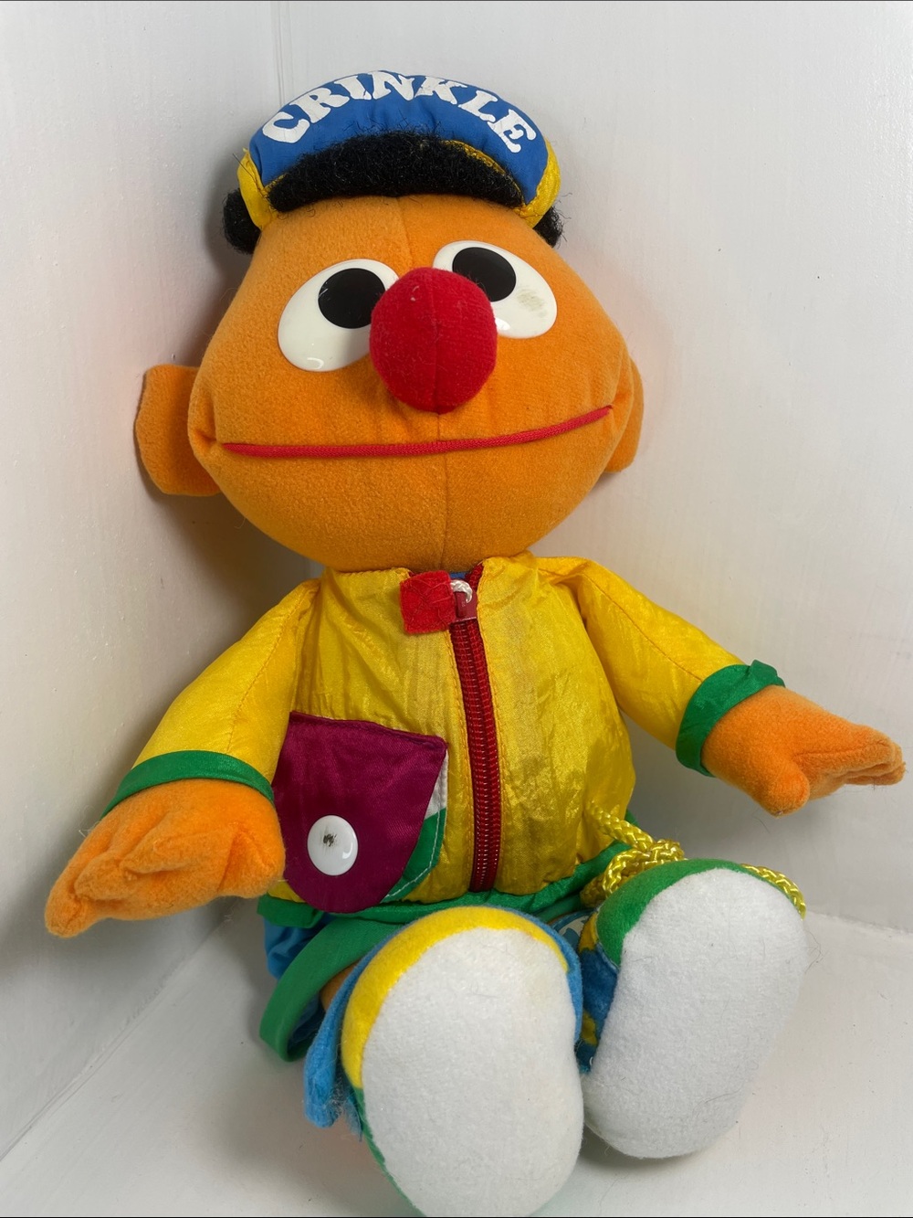 1997 VTG Tyco Dress Up Pal Ernie 13” Inch Plush Rip-Zip-Snap-Crinkle-Tie